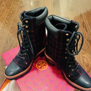 Tory Burch MILLER TWEED LUG SOLE BOOTIE Brand new new worn